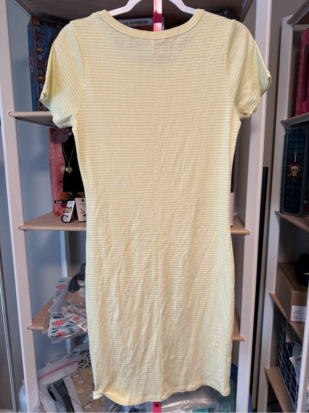 Three Dots Yellow & White Striped Midi Dress 🌼 | 100% Cotton | Size Large | NWOT - Picture 6 of 6